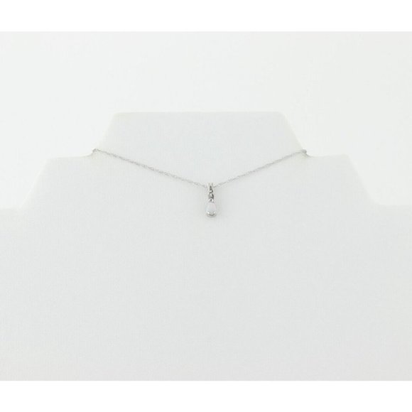 14k White Gold Natural Opal and Diamond Necklace 18 inch chain 1 mm - Picture 7 of 10